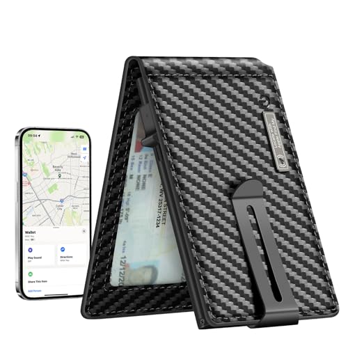 Smart Tracker Wallet for Men,Wallet with Tracker Work for Apple Find My (iOS Only) Credit Card Holder GPS Finder Air Tag for Luggage Key Backpack (Black) by SMART CC - Used condition - US$13.41