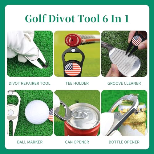 2 Pcs Golf Divot Repair Tool Divot Tool and Ball Marker, Gift Ideas Golf Multitool for Men Golfers (Flag) - Image 6
