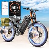 eAhora Romeo Pro 3 -- 5600W Dual Motor/50Mph/60V 80Ah Battery/ 235+Miles Long Range 🚀【𝐏𝐨𝐰𝐞𝐫𝐟𝐮𝐥 𝟓𝟔𝟎𝟎𝐖 𝐃𝐮𝐚𝐥 𝐌𝐨𝐭𝐨𝐫】eAhora Romeo Pro 3 comes with dual 2500W motor, can reaches 50 mph and climb slopes up to 50°. 5000W Dual Motor Ebike features dual 60V 36...