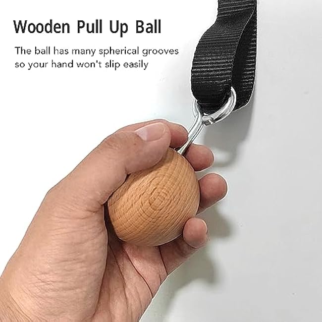 Wooden Pull up Grips and Balls, Arm Strength Pull up Ball Grip Strength for Chin up Bar, Kettlebell, Barbell Home Gym Workout