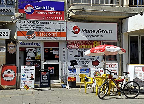 Home Comforts Shop Buildings Bike Cyprus Poster 20x30