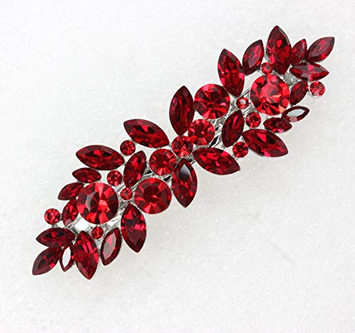 Faship Gorgeous Red Rhinestone Crystal Floral Hair Barrette Clip #TOP2