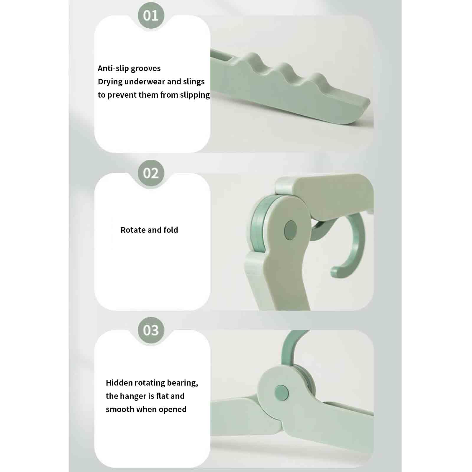 JUSHZ Platzsparende Kleiderbügel Hosenbügel Plastik Hangers Clothes Bügel Kleiderständer Aufbewahrungsregal Für Unterwäsche Socken Schlafsaal Faltbar Tragbar Reisen (White,35x6x1.6cm)