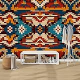 NIVFOEASC Peel and Stick Wallpaper Traditional Tribal Aztec Seamless Pattern Wool Knitted Texture Wall Mural Modern Contact Paper Removable Self Adhesive Wallpaper for Living Room Bedroom Furniture