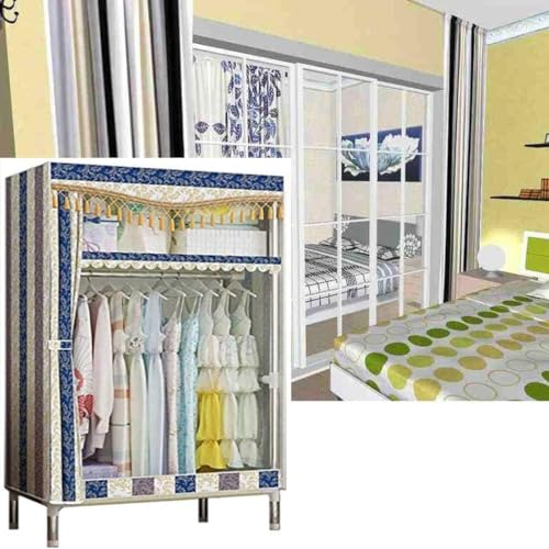 Armario de tela desmontable con estructura de acero inoxidable para dormitorio 5