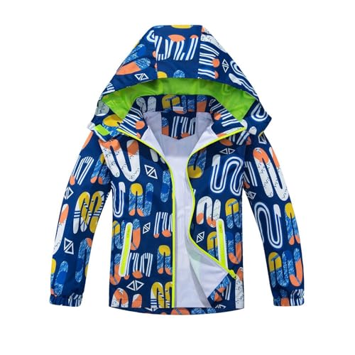 Generisch Cortavientos Para Niños Con Capucha Desmontable Para Niños Pequeños, Regalo Bebé 2025 Ropa Caminadora Chaqueta de Entretiempo Ropa de Navidad, azul, 9-10 años