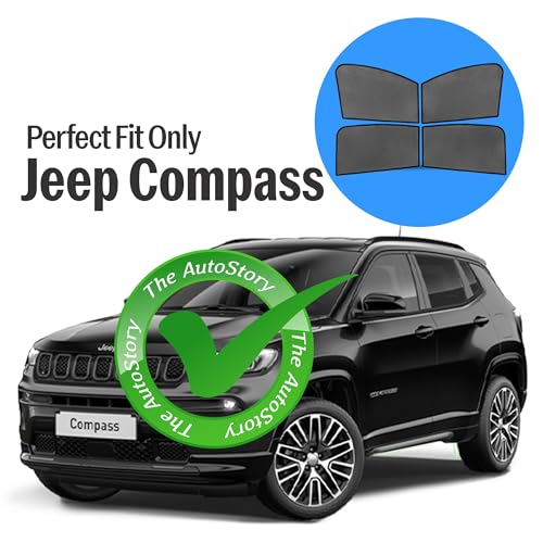 Image of Autostory Custom Fit Black Mesh Car Sunshade for Compass | UV & Heat Protection Car Window Curtains | Privacy Car Sun Shade | Breathable Vehicle Specific Side Window Shades