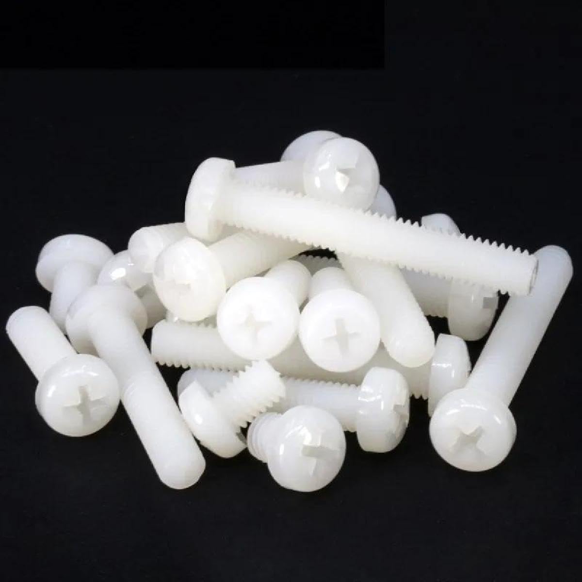 Śruby, Wkręty samogwintujące, M5X6-50mm Białe nylonowe śruby z łbem stożkowym Phillips, plastikowe śruby z łbem okrągłym krzyżowym, 50 szt.(M5x12mm)