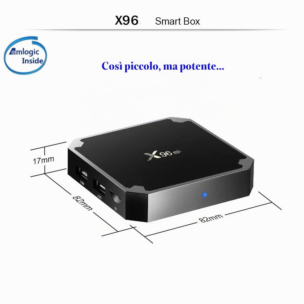 X96 Mini Box Android TV 2GB 16GB Lettore multimediale di trasmissione Media Player di alta qualità (Android 9.0) con telecomando e cavo HDMI, TV Box 4K