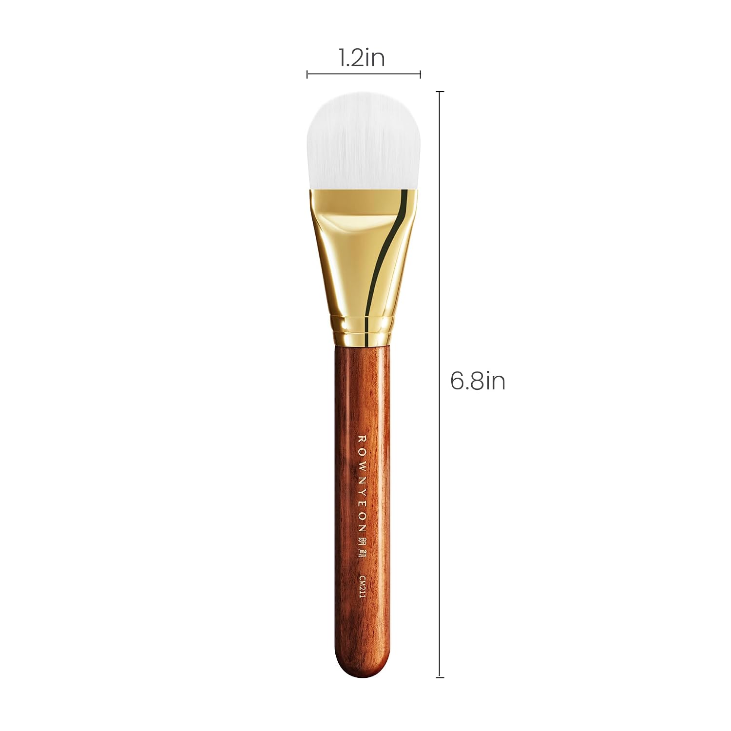 Desert Oak Series Tongue-shaped Foundation Brush for Liquid Makeup - 1.2in Flat Makeup Brushes with Bubinga Wood Handle & Brass Ferrule for Seamless Blending (CM211)