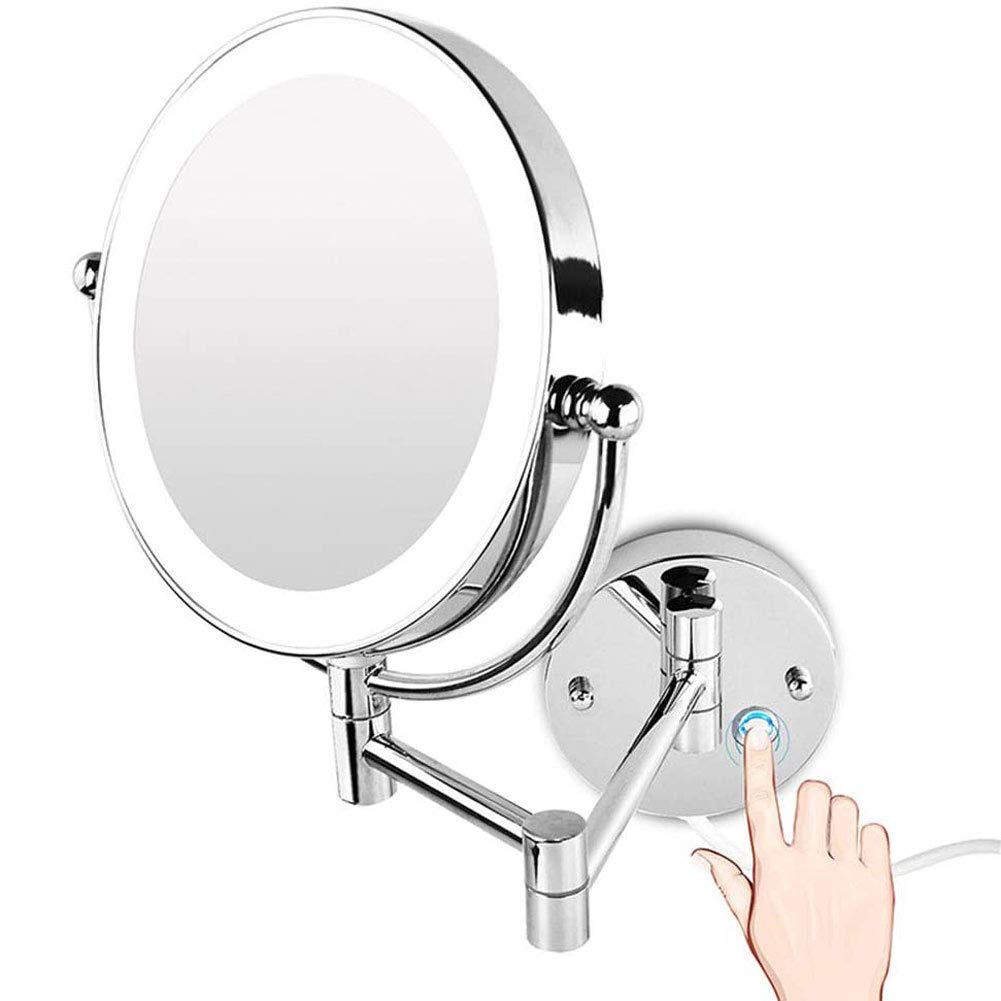 JCAKES Espejo de Maquillaje de 8,5 Pulgadas Espejo de tocador con Aumento 7X Rotación Libre de 360 ​​​​° Brazo Extensible Toque de atenuación Cromado (Color : Dimming Touch BS, Size : 1X/X10)