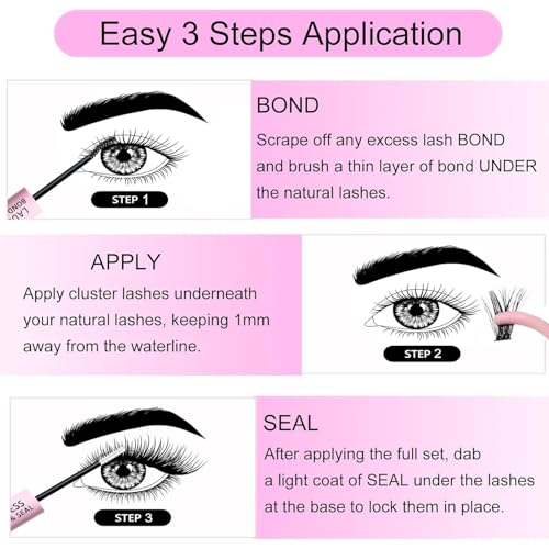 Image of Lash Bond and Seal Waterproof 2Pcs LAUBESS Lash Glue for Eyelash Clusters 2 in 1 Lash Cluster Glue Adhesive Eyelash Glue Home Use Strong Hold 72H 10ml*2