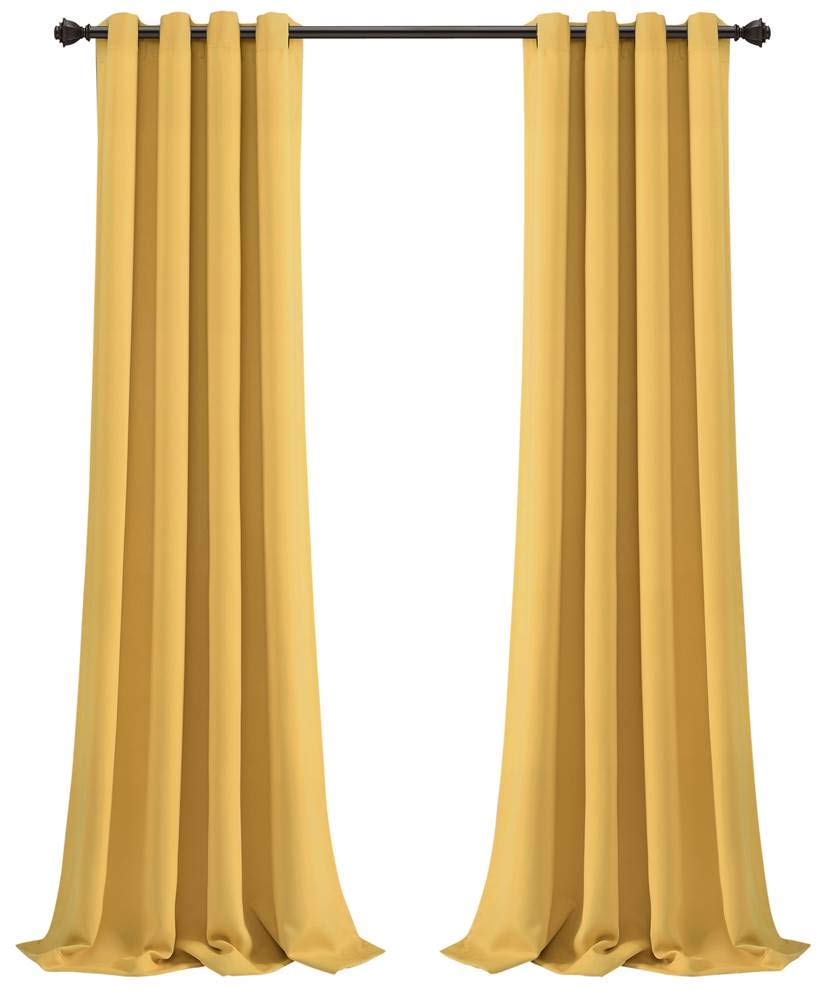 Lush Decor Insulated Grommet Blackout Window Curtain Panels, Pair, 52" W x 95" L, Yellow - Classic Modern Design - Chic Window Decor - Long Curtains For Living Room, Bedroom, Or Dining Room