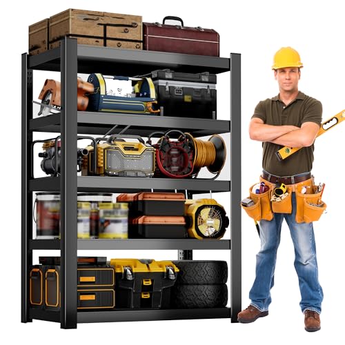CJF Metal Storage Shelves, 5-Tier Garage Shelving Unit, Heavy Duty Adjustable Metal Shelving for...