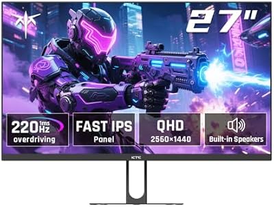 KTC 27 Inch QHD Gaming Monitor, 2K 200Hz OC 220Hz, Fast IPS, H27T22C-3