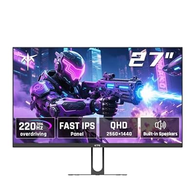 KTC 27 Inch QHD Gaming Monitor, 2K 200Hz OC 220Hz, Fast IPS, H27T22C-3