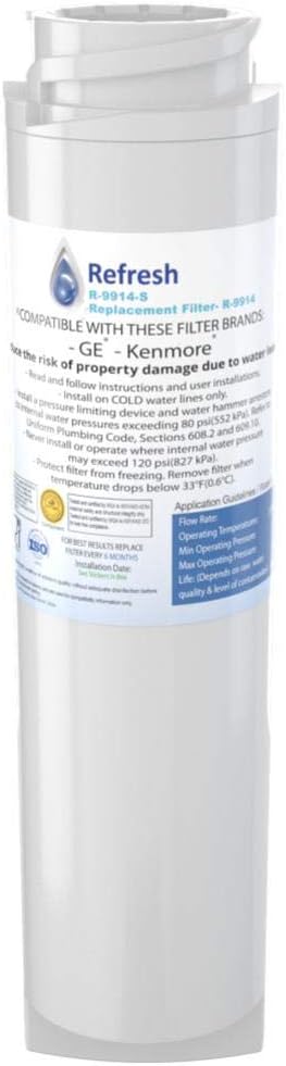 Refresh Replacement Refrigerator Water Filter for GE GSWF SmartWater 238C2334P001,GSWFDS, 100749-C, 100810/A and Kenmore 46-9914, 469914, 9914 (1 Pack)