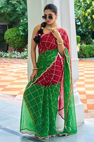 Image of MIRCHI FASHION Saree for Woman Georgette Floral Printed | Lightweight Comfortable Sari for Regular Social Wear and social visits