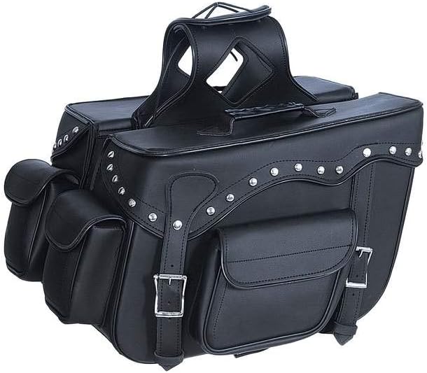 EXCELSIOR INT Unisex Waterproof UV Protected Large Quick Detach Universal Fit PVC Leather Motorcycle Saddle Touring Bag/Backpack-Black
