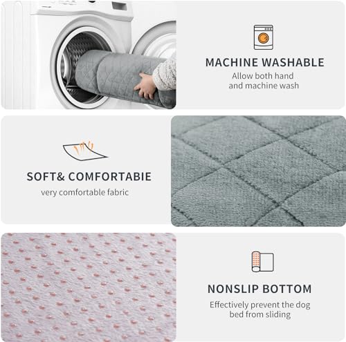 Image of Hero Dog Large Dog Bed Dog Crate Pad Mat for Dogs, 42 inch Soft Flannel Machine Washable Pet Beds Kennel Pad with Non-Slip Bottom, Light Grey L