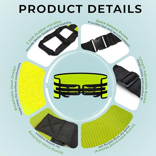 Image of OTICA Patient Lifting Belt 57x14 in with Handles & Safety Buckle (Green)