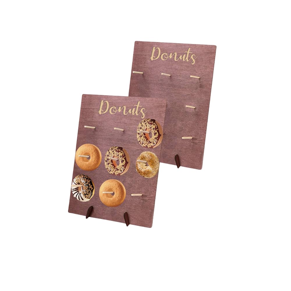 DODXIAOBEUL 2 Pcs Wood Donut Wall Display Stand Reusable Rustic Doughnut Board Holder Donut Party Supplies for Wedding Birthday Family Party festival