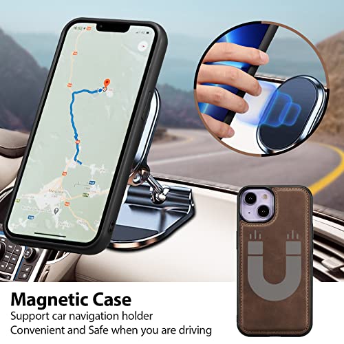 Étui iPhone 13 QLTYPRI housse détachable magnétique café
