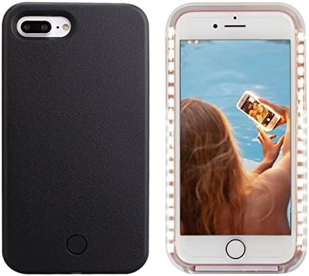 Avkkey iPhone 8 Plus Led Case iPhone 8 Plus Selfie Light iPhone Case Great for a Bright Selfie and Facetime Illuminated Light Up Case Cover for iPhone 7 Plus 5.5'' - Black