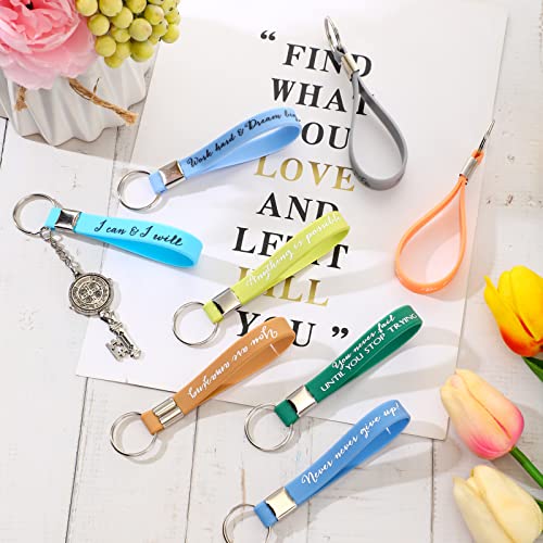 Image of Fumete 24 Pcs Inspirational Keychain Gift Employee Appreciation Gift for Women Motivational Key Rings Thank You Keychain(Fresh Color)