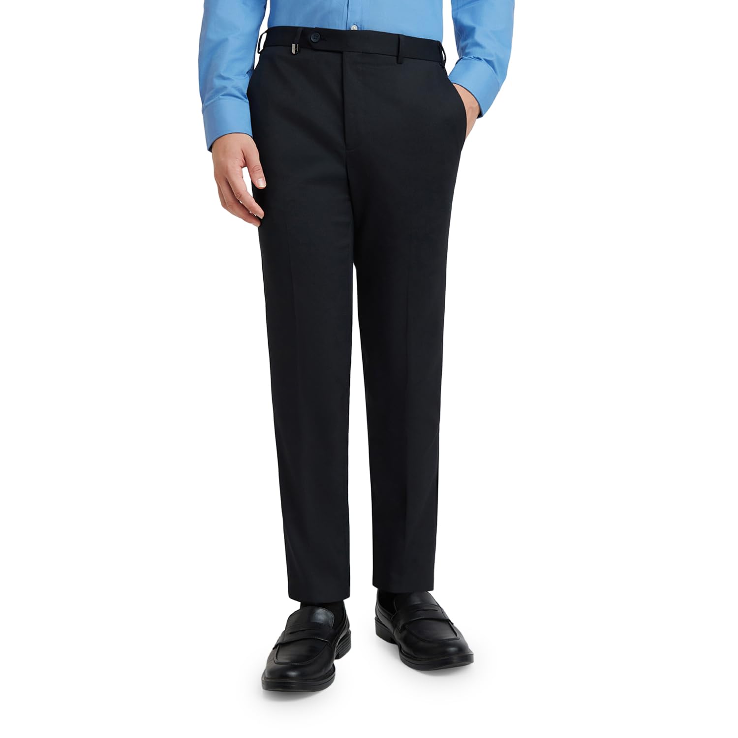 park avenue Men's Neo Fit Structure Pattern Polyester Blend Flat Front Formal Regular Fit Trouser-picture-26