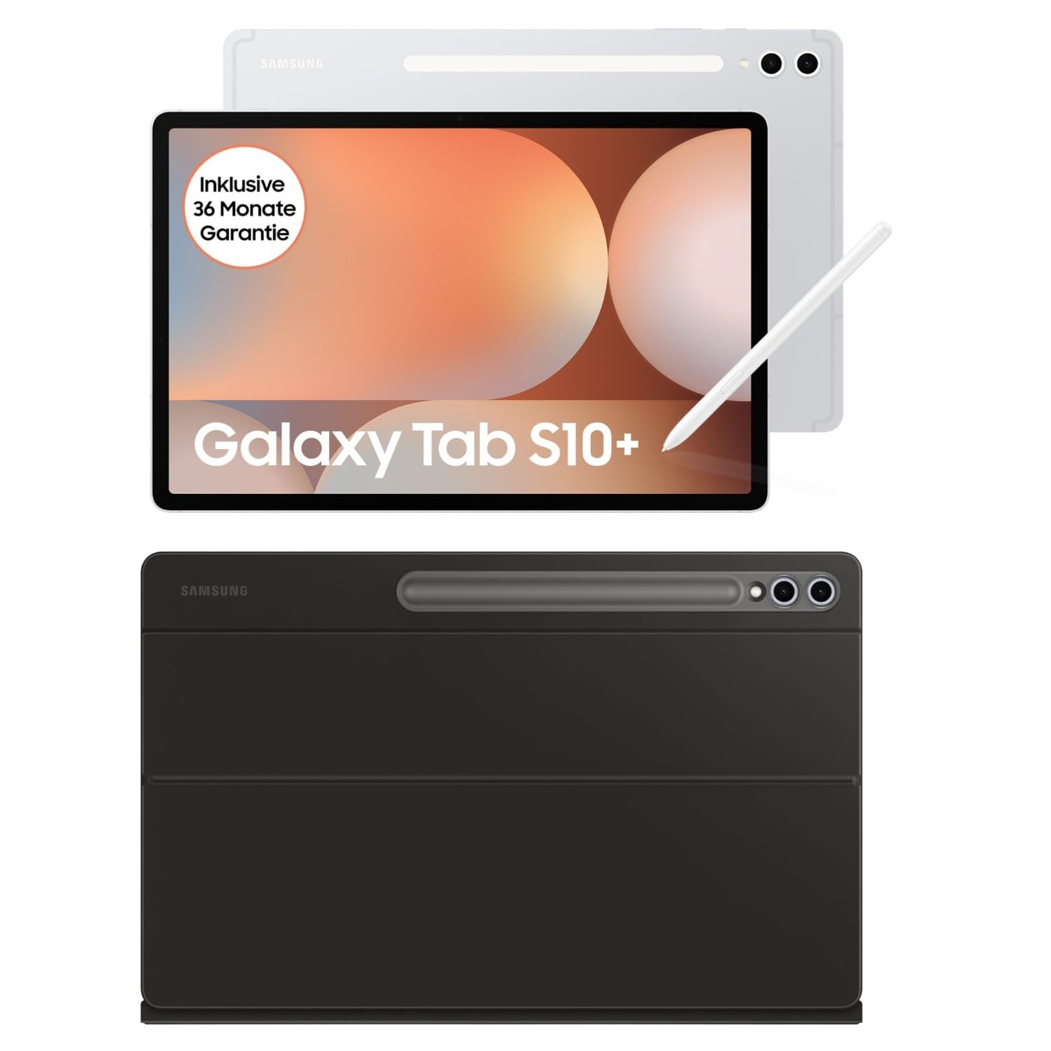 Samsung Galaxy Tab S10+ AI Tablet, Android Tablet, 12 GB RAM, 512 GB Speicher, AMOLED-Display, Antireflexionsbeschichtung, Inkl. S Pen, WiFi, Platinum Silver+Keyboard Cover, Black
