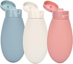 Tanna Enterprise Travel Cosmetic Toiletries Bottles Kit, 3 Pcs Small Mini Empty Silicone Squeeze Bottles for Shampoo Oil Makeup Cream etc. (3 Bottles - Multicolor)