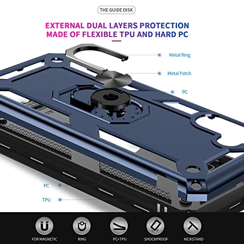 Leyi Samsung A13 5G Case, A 13/A04S/ A04 Phone Case With Stand And [2 Pack] Tempered Glass Screen Protectors, [Military-Grade] Rugged Case Cover With Magnetic Ring For Galaxy A13 5G/ A04S/ A04, Blue #TOP4