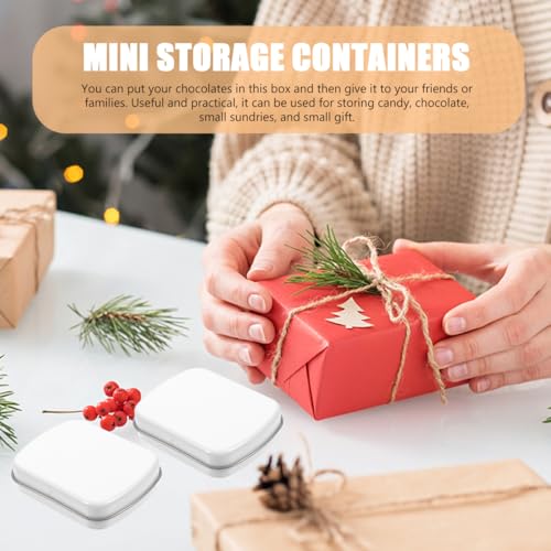 Image of LALAFINA 10Pcs Metal Rectangular Hinged Tins Mini Portable Box with Hinged Lid, Empty Storage Tins Candy Treat Boxes for Diy Use, Home Organizer