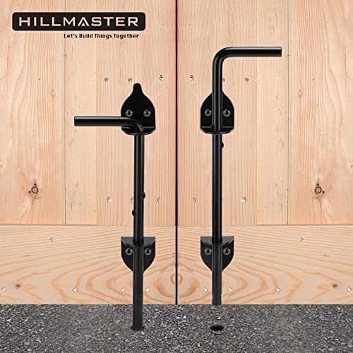 Image of HILLMASTER 12 inch Heavy Duty Cane Bolt Gate Drop Rod for Wood Fence, Steel Drop Bolts Cane Bolt Hardware for Wooden Gater and Holding Doors, Black Finish,2 Pack