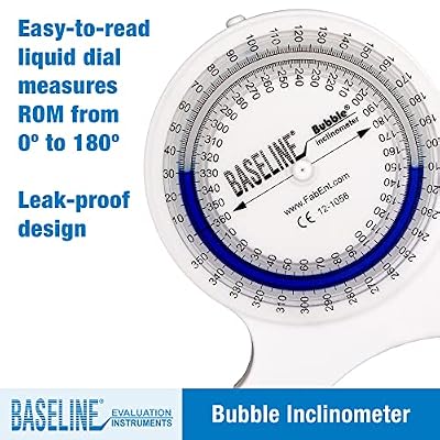 Baseline Bubble Inclinometer - Professional Easy To Read Range Of Motion Test For Physical Therapy, Rehabilitation, And Recovery With Carrying Case