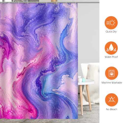 Image of Aimego Purple Shower Curtain Pink and Purple Tie Dye Marble Shower Curtains Set with 12 Hooks for Bathroom Decor Accessories Bathtub Curtain, 72 inchx72 inch