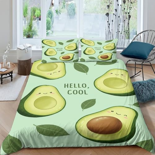 Parure de lit imprimée 3D avocat drap de couette microfibre 220x240 hypoallergique doux