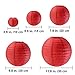 Supla 28 Pcs 5 Sizes Chinese New Year Decorative Red Paper Lanterns Hanging Chinese Japanese Lanterns Round Party Lanterns for Spring Festival Holiday Season Decorations