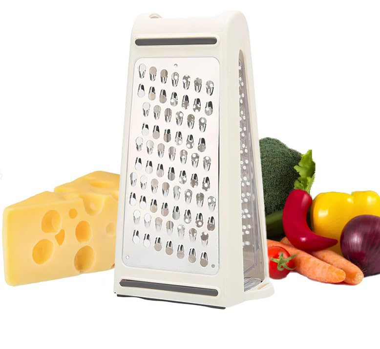Leopacat Käsereibe mit Behälter, Reibe für die Küche, Kastenreibe Boxreibe Doppelseitig Feinen Groben Schneiden Reibe Doppelkantik Schredder Lebensmittelreibe für Käse Schokolade Gemüse Obst Knoblauch
