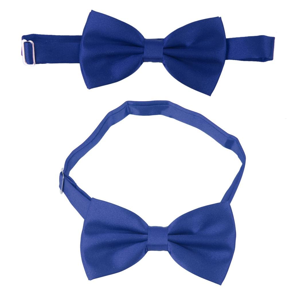 3pcs Men's Satin Bow Tie Cummerbund Hanky Handkerchief Royal Blue