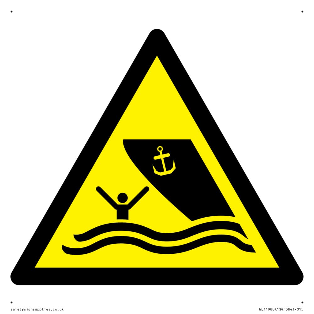W058 Warning: Boating area Sign - 150x150mm - S15