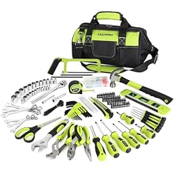 FASTPRO 267-Piece Home Tool Set with 13-Inch Tool Bag, Green | Mechanics Hand Tool Kit for Home Repair & Maintenance, Included 3/8