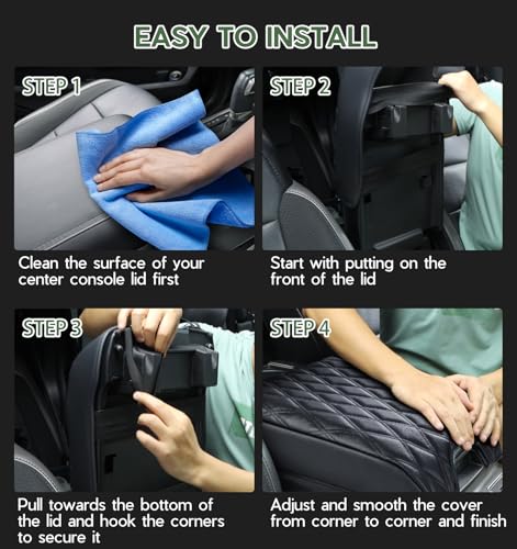 Sinvanho Center Console Cover Compatible with Ford F150 2015-2020, F250 F350 F450 2017-2022, Expedition 2018-2024, PU Leather Armrest Box Cover, Truck Interior Accessories, Anti-Scratch Protector by Sinvanho - Image 8