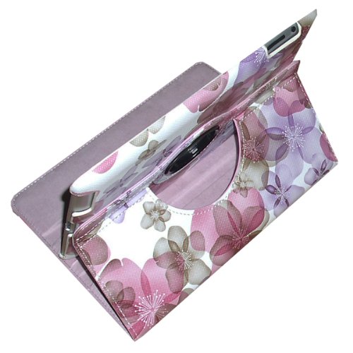 Ipad 2 Case, Ipad 3 Case, Ipad 4 Case, Jytrend (R) Rotating Stand Smart Case Cover Magnetic Auto Wake Up/Sleep For Ipad 2/3/4 A1395 A1396 A1397 A1403 A1416 A1430 A1458 A1459  A1460 (Pink Flower) #TOP4