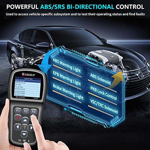 CGSULIT SC630 OBD2 Scanner ABS/Airbag/Engine/SAS Auto Diagnostic Scan Tool Bi-Directional Control with ABS Brake Bleed Car Code Reader for VSA SRS ABS Engine SAS Light Reset Active Test Auto VIN