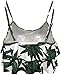 Gabrielle-Aug Women's Retro Falbala Soild Floral Flounce Bikini Top Chic Swimsuit(FBA) (10, Big Leaf)