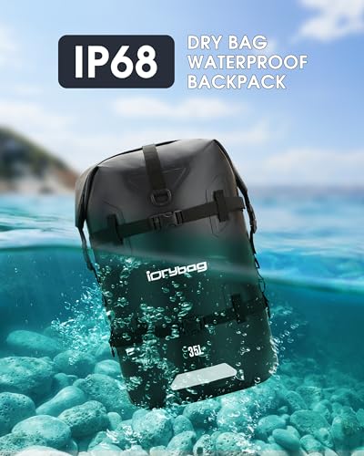 IDRYBAG Mochila Impermeable para Viajes, Kayak, Bote, Natación, Paddle Boarding Flotante - Bolsa Seca Sumergible 35L miniatura 2