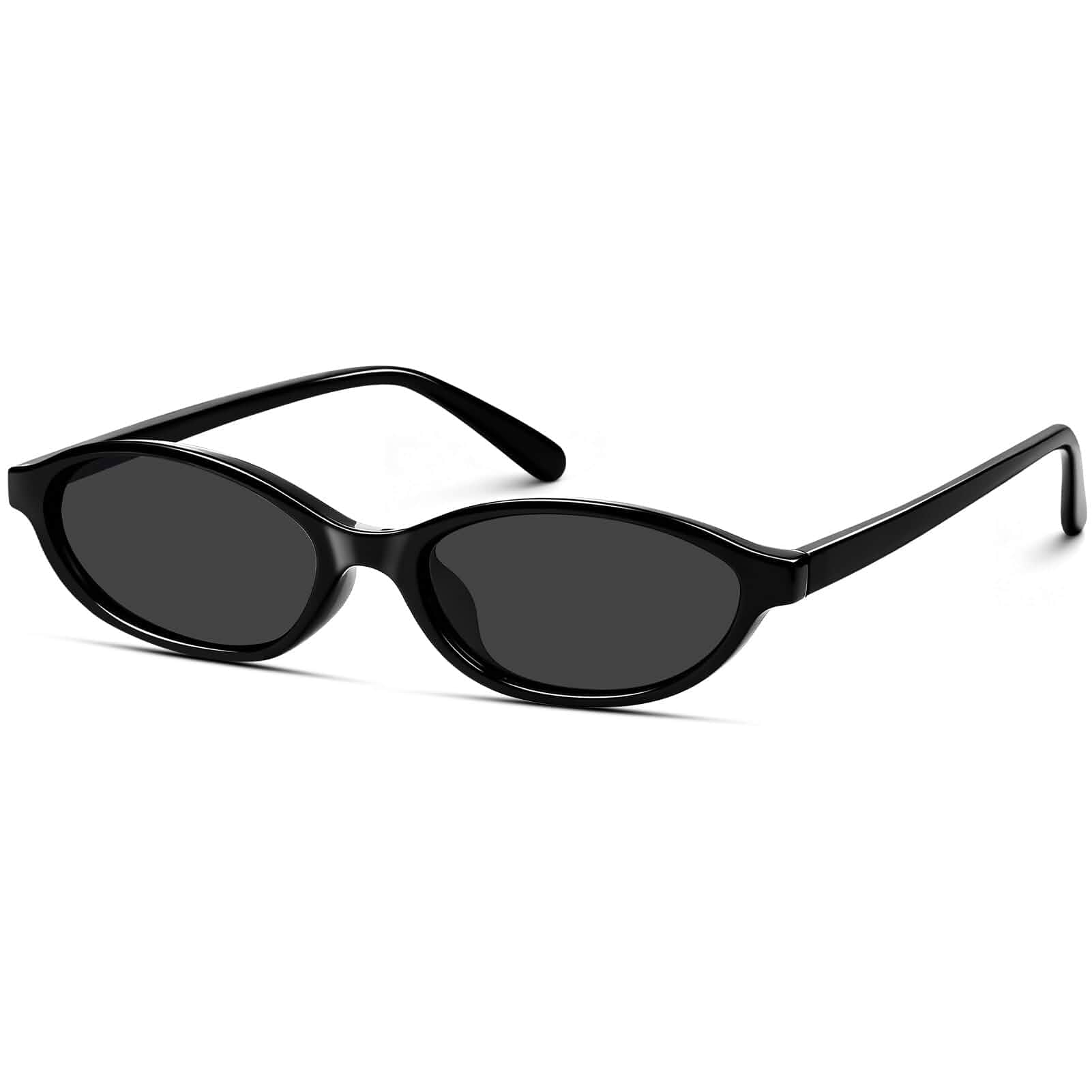 XIMenNaO Retro Oval Sunglasses for Women Trendy Narrow Cat Eye Sunglasses Chic 90s Y2K Sunnies UV400 Shades for Small Face