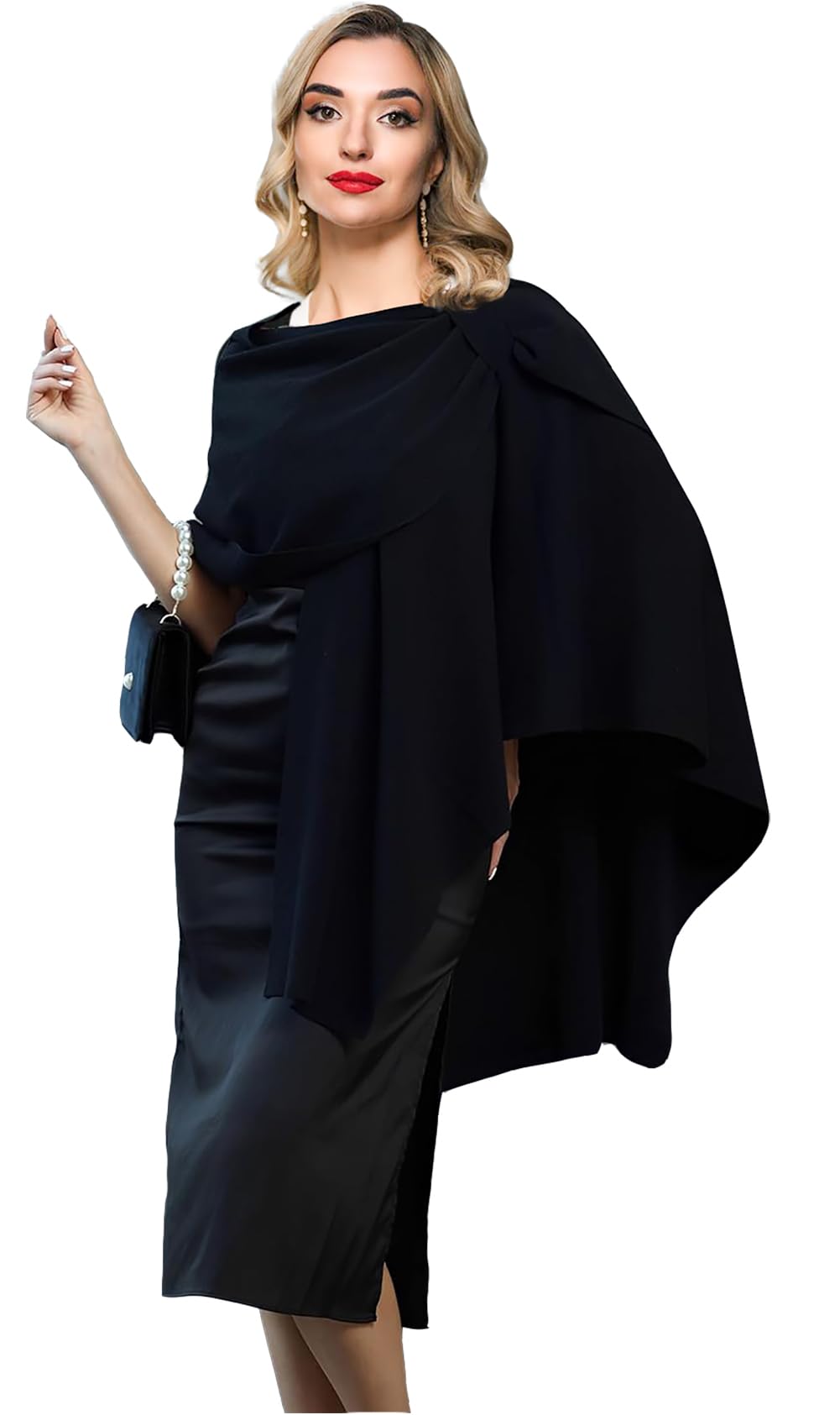 Donna Poncho Sciarpa Cashmere Feeling Maglia Cappellino Cardigan Per Donna Regalo Per La Madre